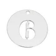 Dije redondo Cifra 6 - 12 mm de Plata Ley 925 espesor 0,4 mm x1